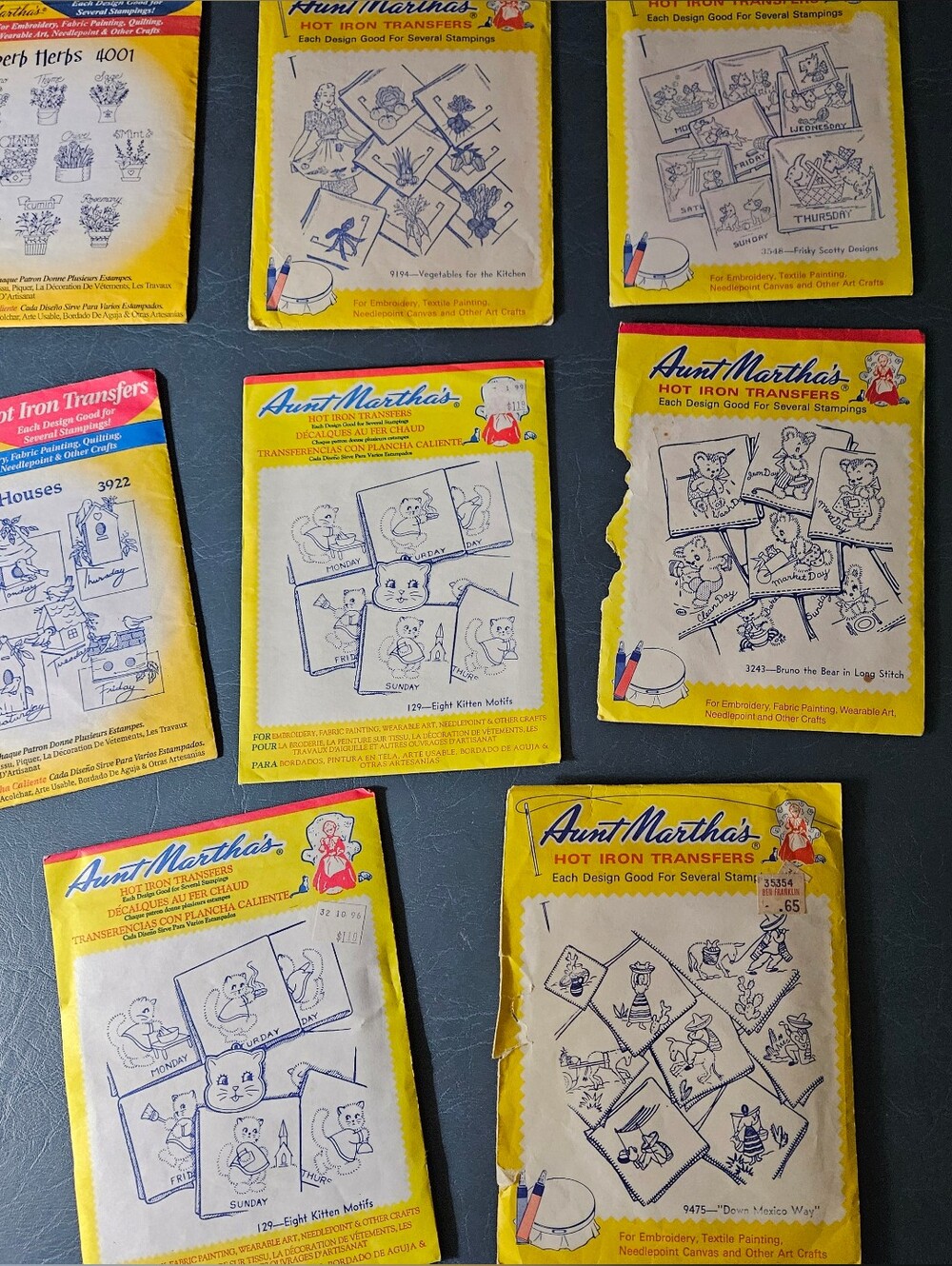 Aunt Martha's Hot Iron Transfers - Vintage  Lot Of 17 Packs